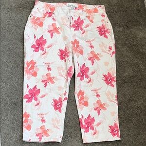 Croft & Barrow Pink Floral Ankle Jeans